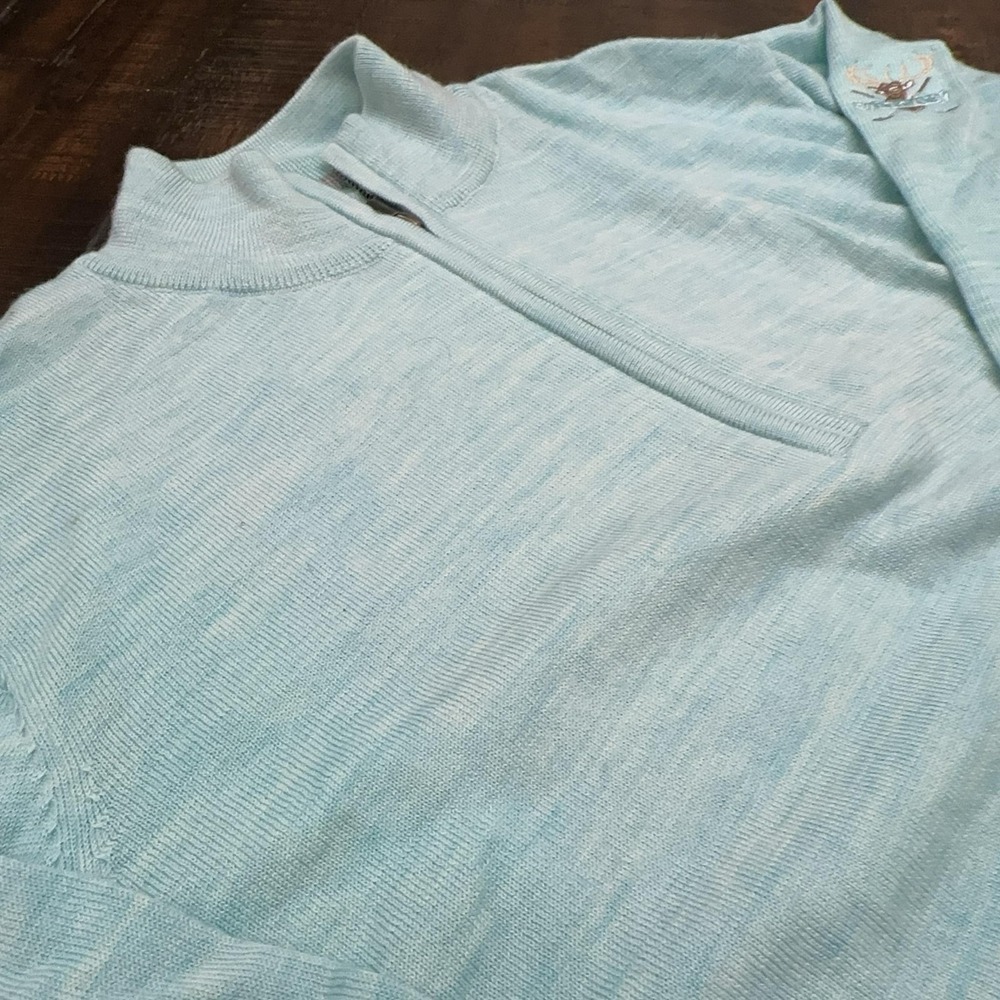 FootJoy Sweater Mens Large Blue 100% Wool 1/4 Zip Mock The Golf Club New Albany